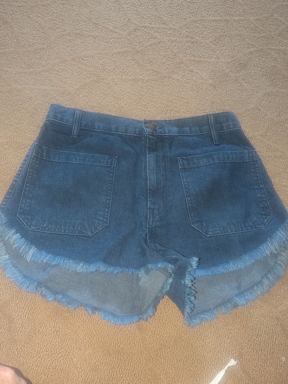 THE GREAT. Dark Blue Frayed Hem Denim JEANS Shorts 27 THE SAILOR SHORT